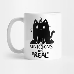 Unicorns are real ! cute, black caticorn Mug